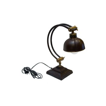 Mosiężna lampa marynistyczna, gabinetowa, nautyczna, ręcznie obszyta skórą 32cm / 4kg