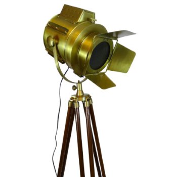 Marynistyczna lampa w kształcie reflektora na drewnianym statywie 185cm