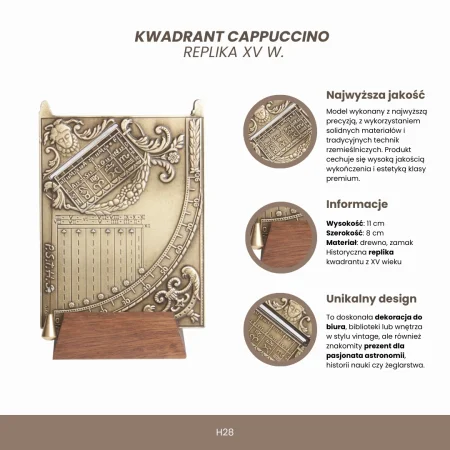 Kwadrant Cappuccino – Replika XV w. - Prezent dla astronoma lub żeglarza – H28