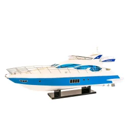 Potężny drewniany model włoskiej łodzi motorowej Azimut 64 Flybridge 85 cm