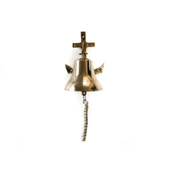Mosiężny dzwon żeglarski z kotwicą, dzwon okrętowy z mosiądzu z kotwicą, żeglarski prezent, dekoracja marynistyczna