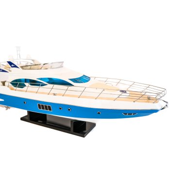 Potężny drewniany model włoskiej łodzi motorowej Azimut 64 Flybridge 85 cm
