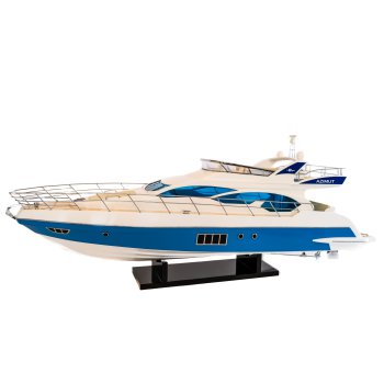 Potężny drewniany model włoskiej łodzi motorowej Azimut 64 Flybridge 85 cm