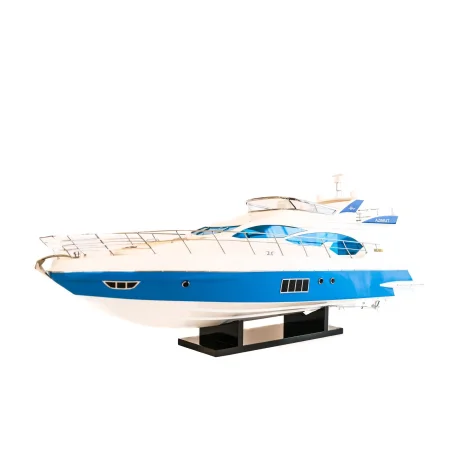 Potężny drewniany model włoskiej łodzi motorowej Azimut 64 Flybridge 85 cm