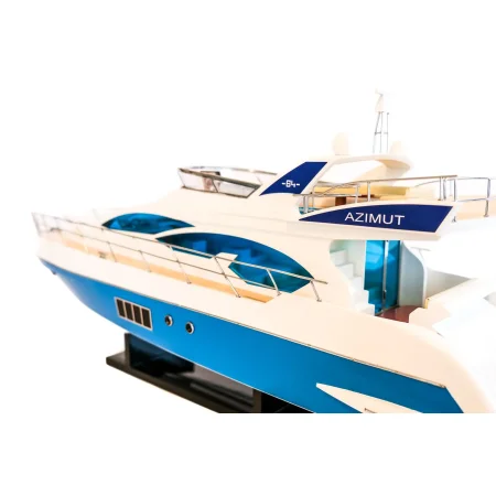 Potężny drewniany model włoskiej łodzi motorowej Azimut 64 Flybridge 85 cm