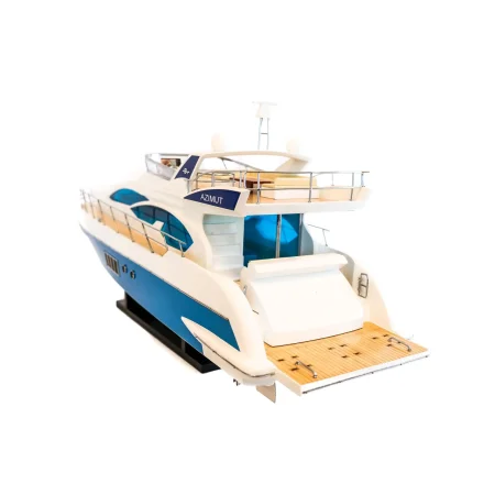 Potężny drewniany model włoskiej łodzi motorowej Azimut 64 Flybridge 85 cm